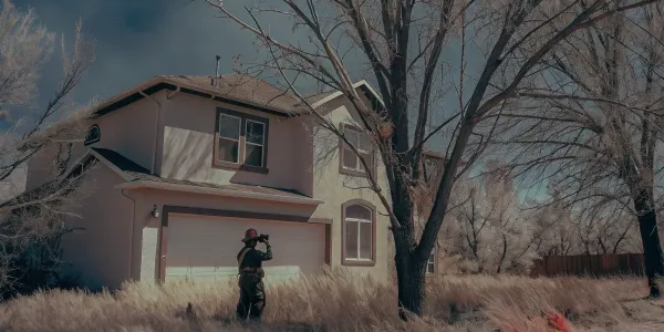 A certified inspector reviews a home's exterior for a fire inspection near me.