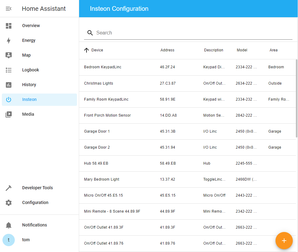 Screenshot of the new Insteon panel