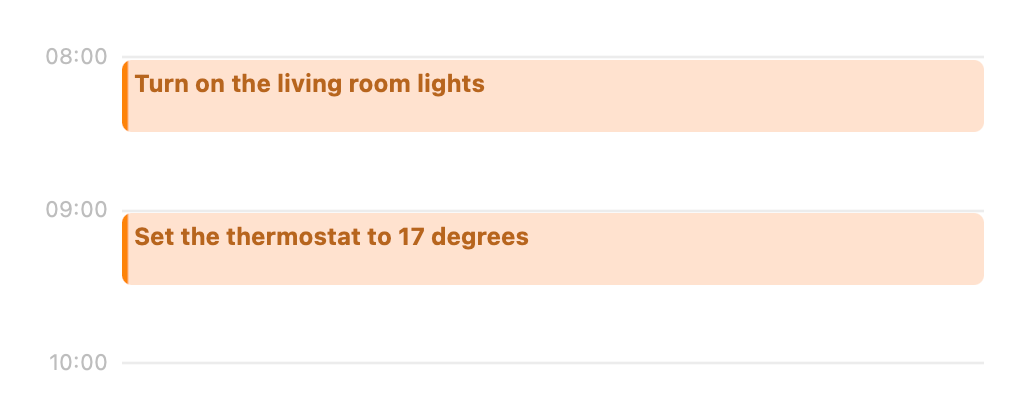 Screenshot of a calendar with automations