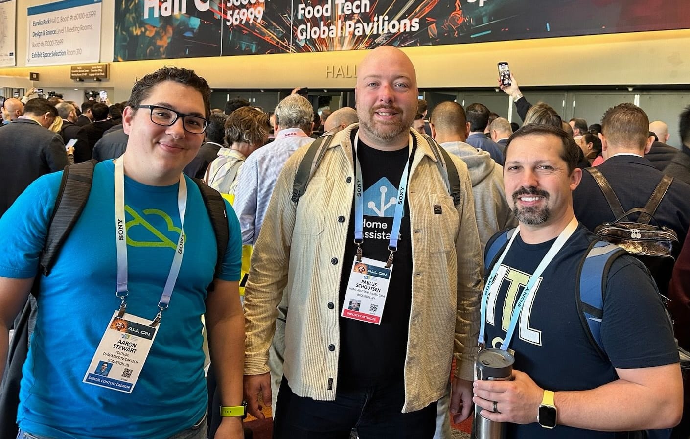 A photo of Paulus Schoutsen with Aaron from Make It Work and Jimmy from Automated House.