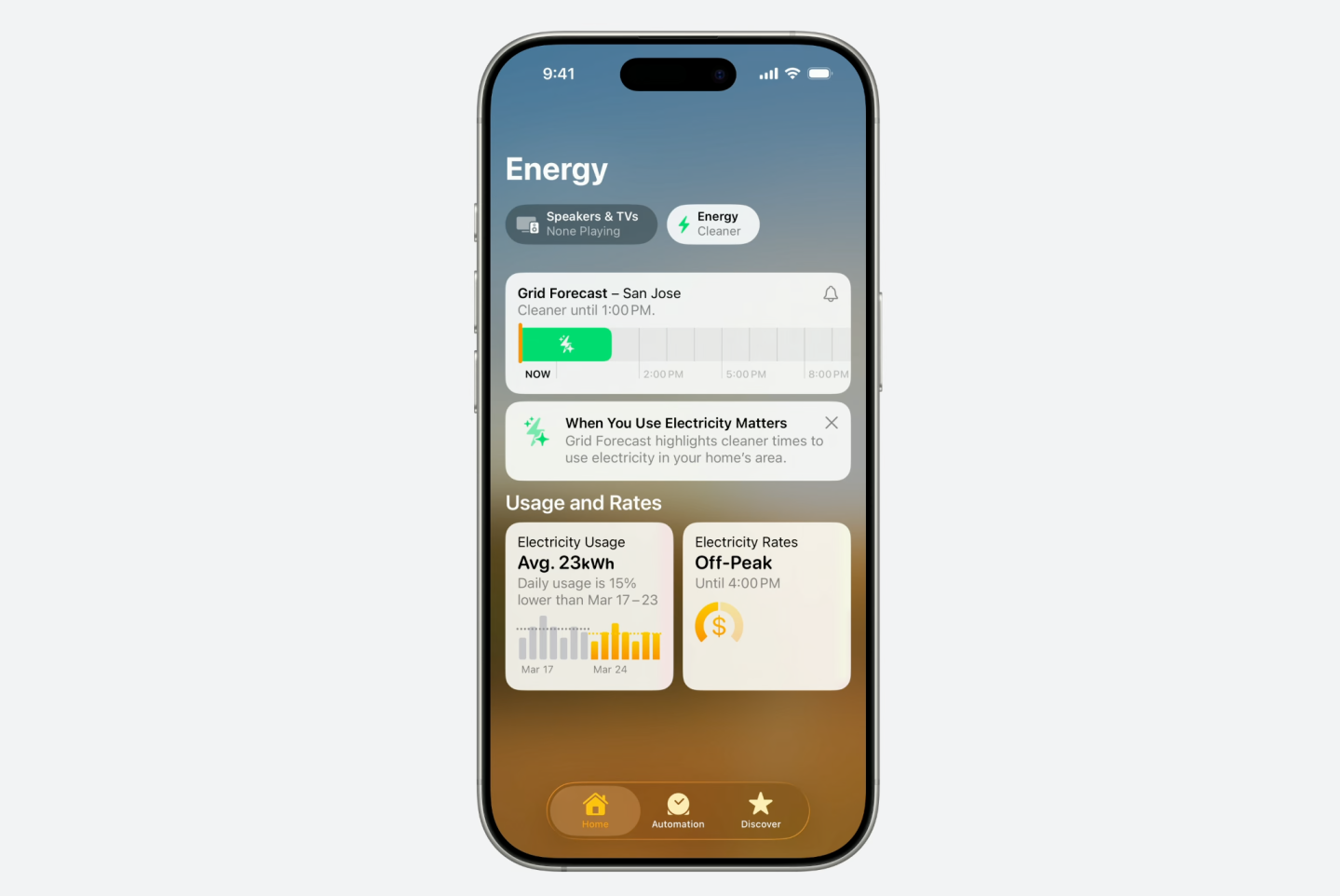 Apple Home Energy tab