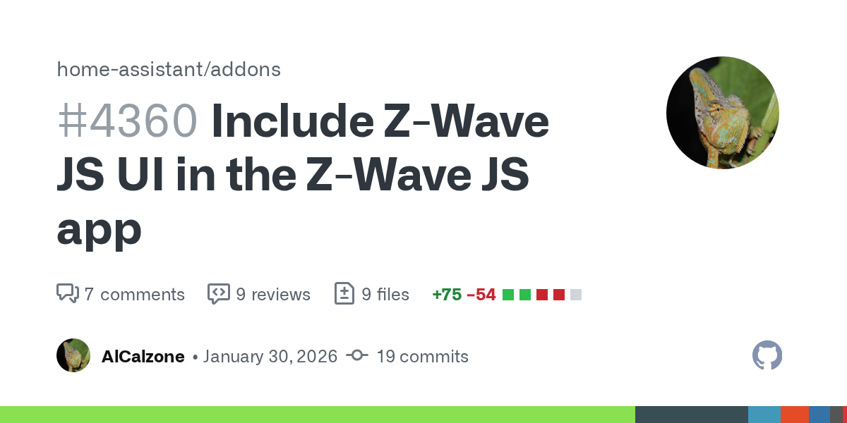 A screenshot of the PR for including Z-Wave JS UI into the Home Assistant app.