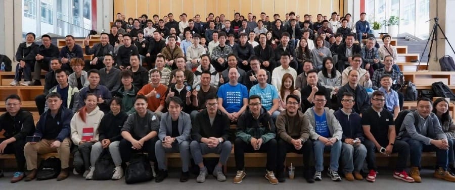 A large group of Home Assistant Community Day participants sitting together