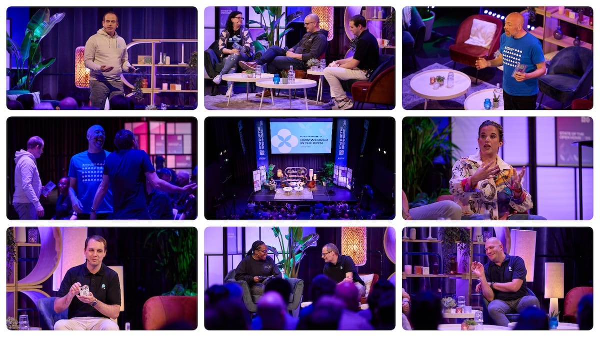 A collage of photos showing different speakers at State of the Open Home.