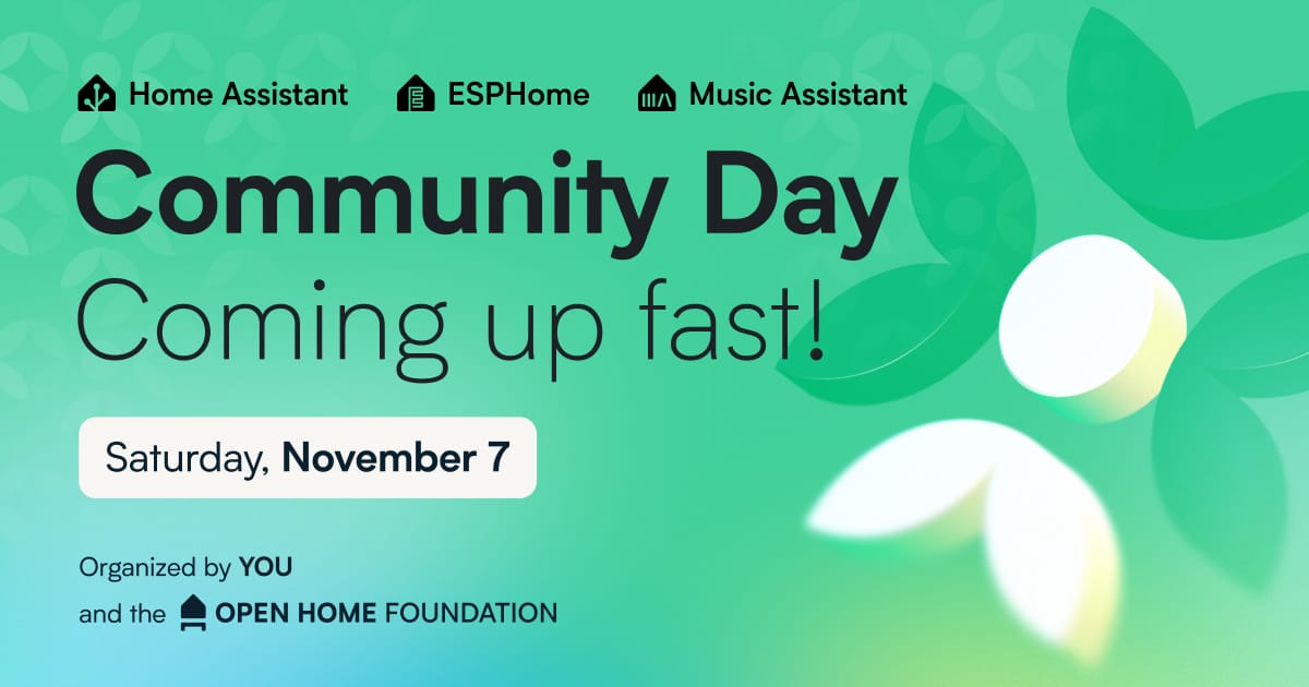 A text box with green background with words: Community Day, coming up fast! Saturday, November 7 on it.