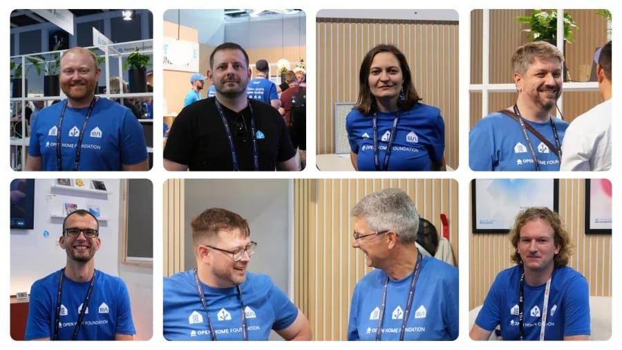 Headshots of the eight volunteers who helped staff the Open Home Foundation booth at IFA Berlin.