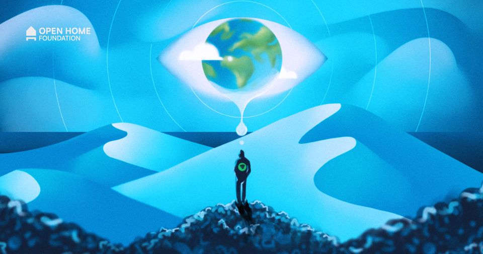 An illustration by Clelia Rella showing the earth crying over a landfill created by discontinued Spotify Car Things