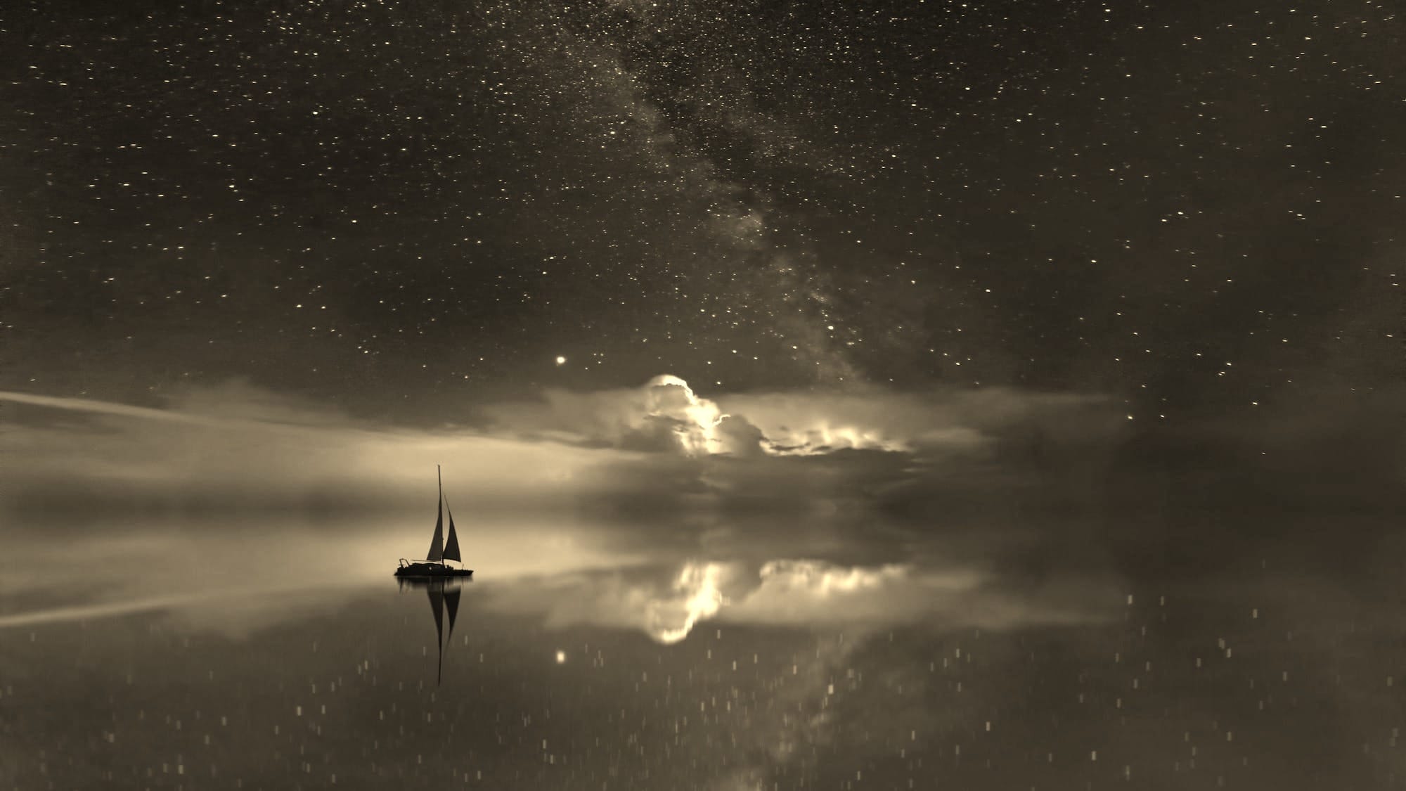 black sailing boat digital wallpaper