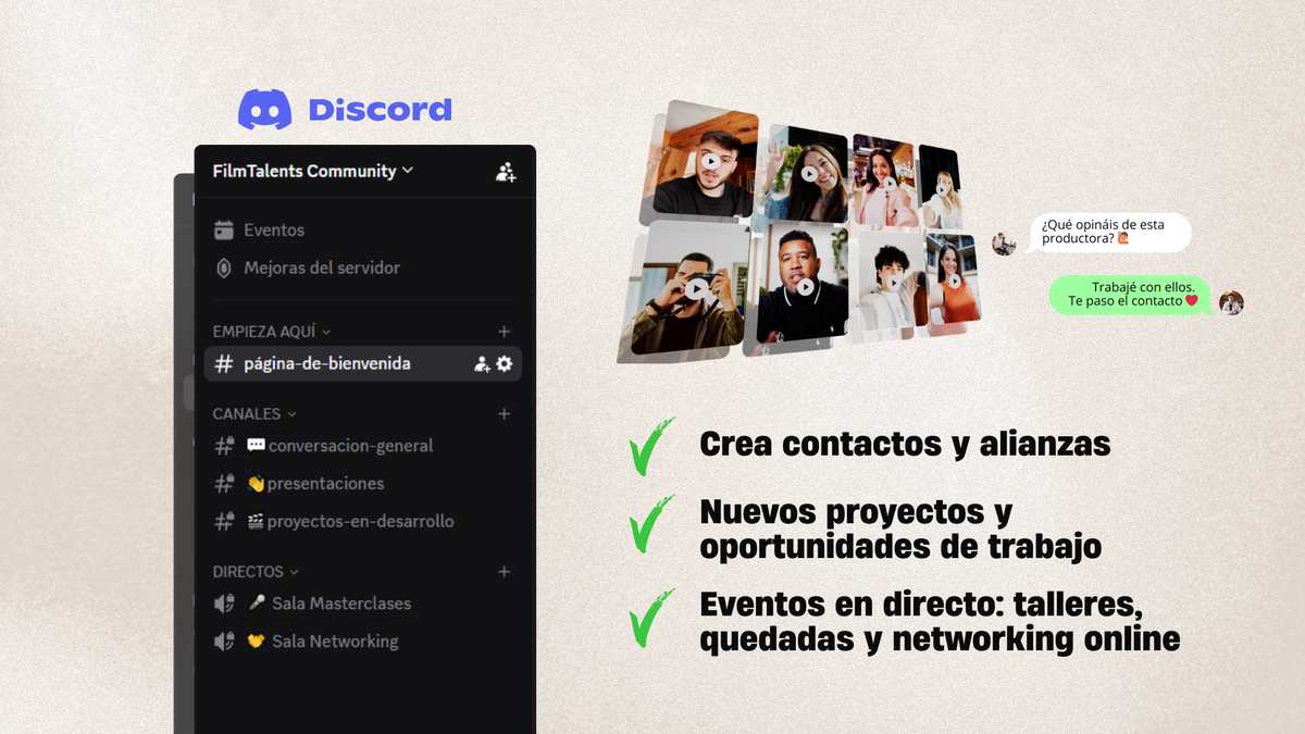 Exclusivo | Así puedes entrar al nuevo grupo online de networking audiovisual de FilmTalents: chats, contactos, proyectos y eventos en directo