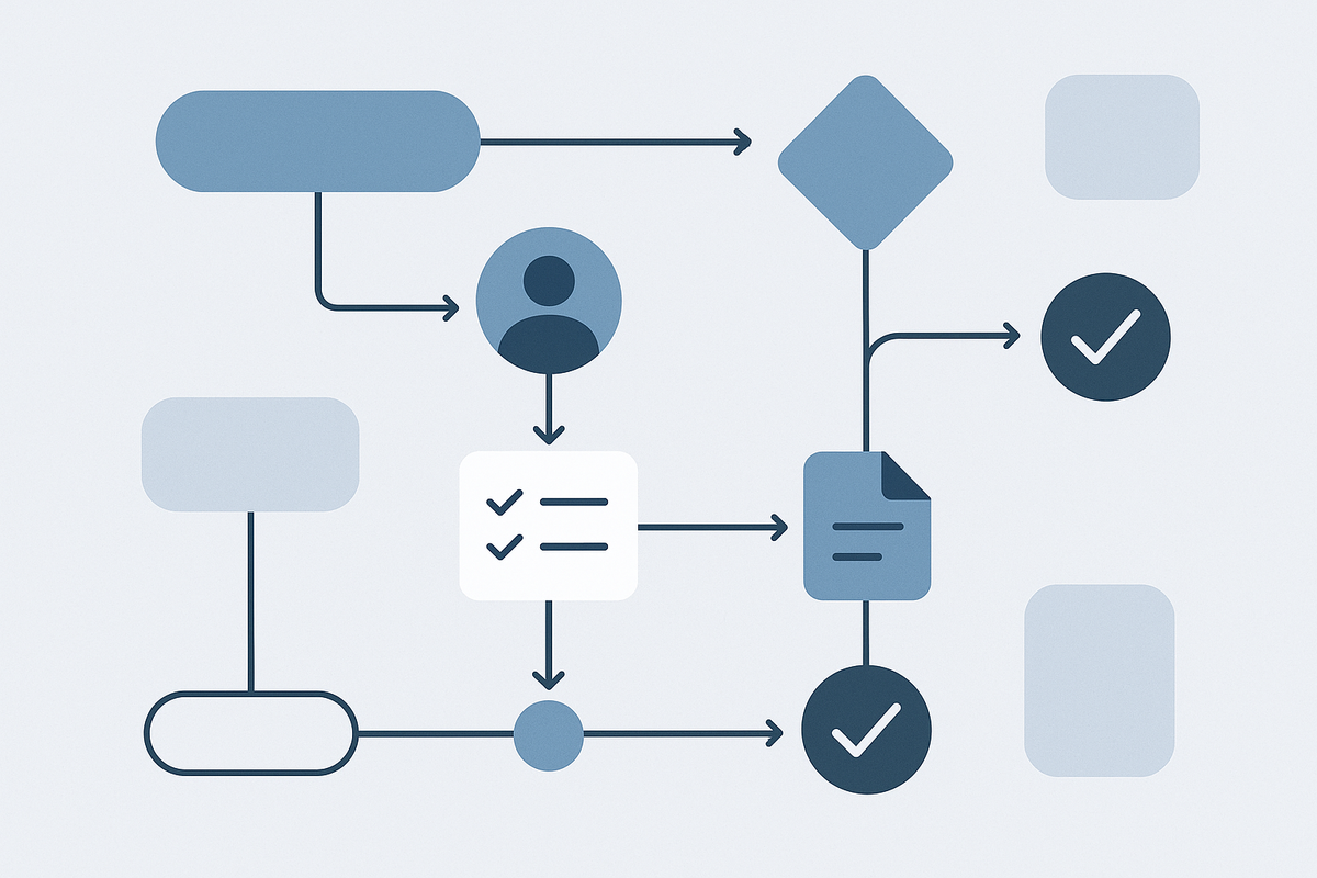 A clean, modern flat-lay illustration representing key users in an ERP project