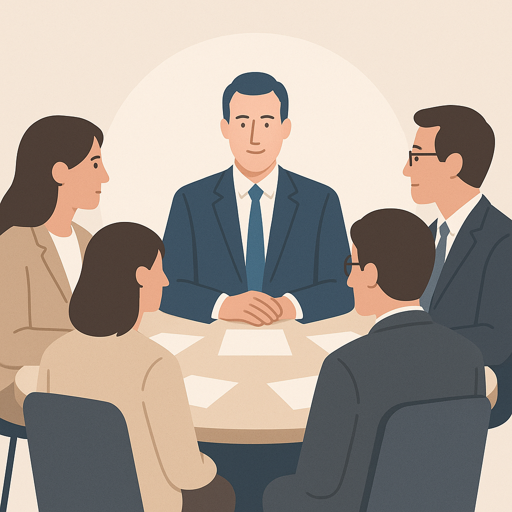 Image illustrating a group of executives around a table in a professional setting