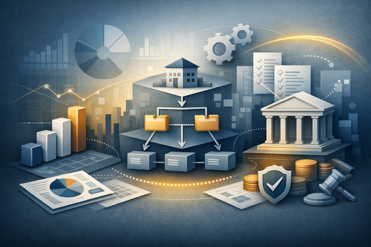 Conceptual illustration of project accounting, financial control, and governance in Dynamics 365 Finance