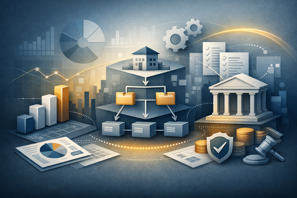 Conceptual illustration of project accounting, financial control, and governance in Dynamics 365 Finance