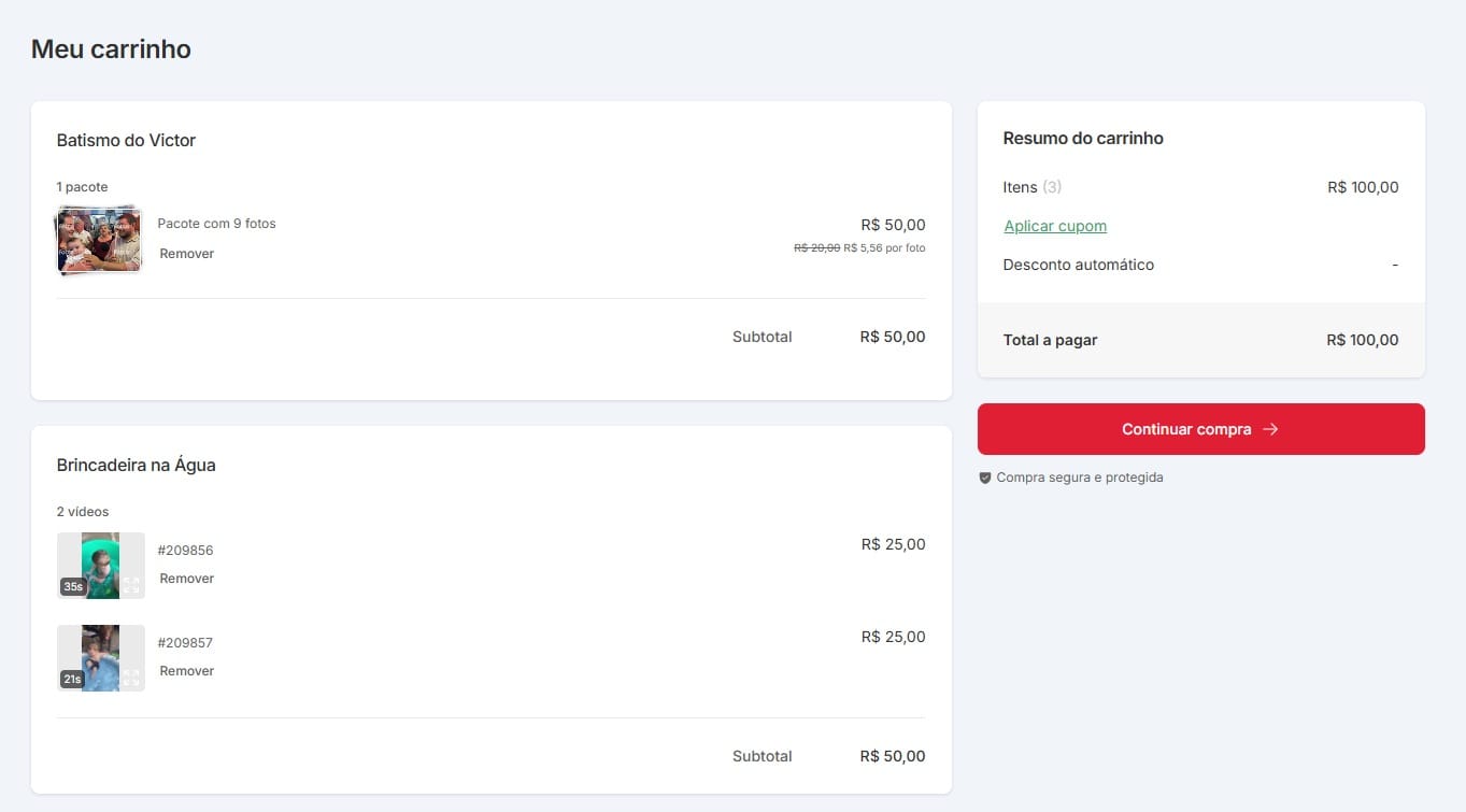 Experiência de compra de fotos e vídeos pela Fotto x WeTRansfer