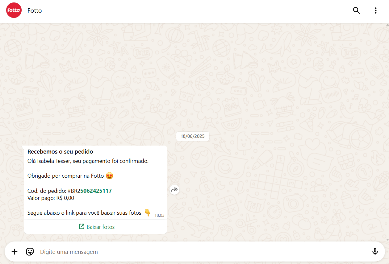 Fotto entrega via whatsapp