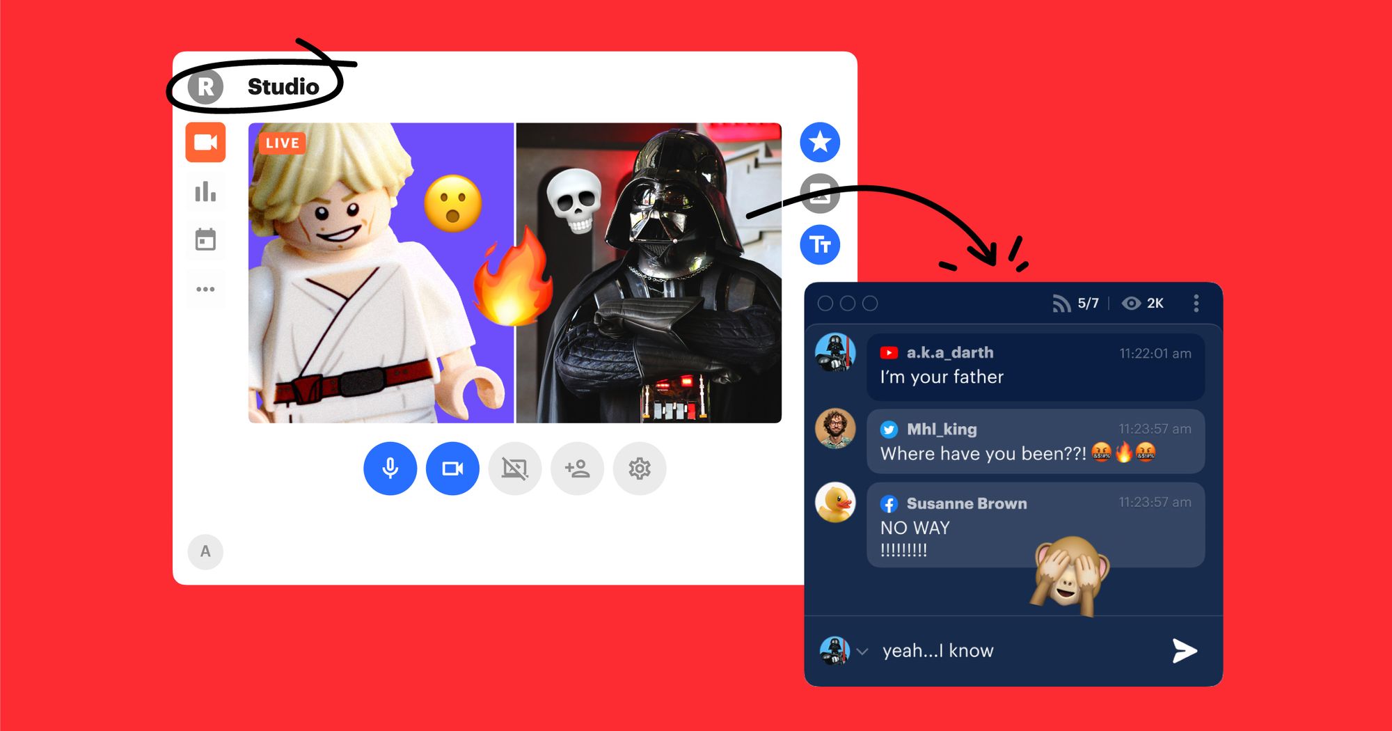 Split screen live streaming