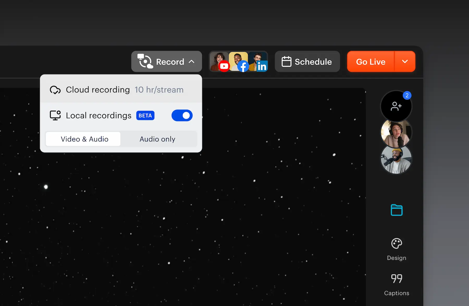 Local recordings in Restream Studio