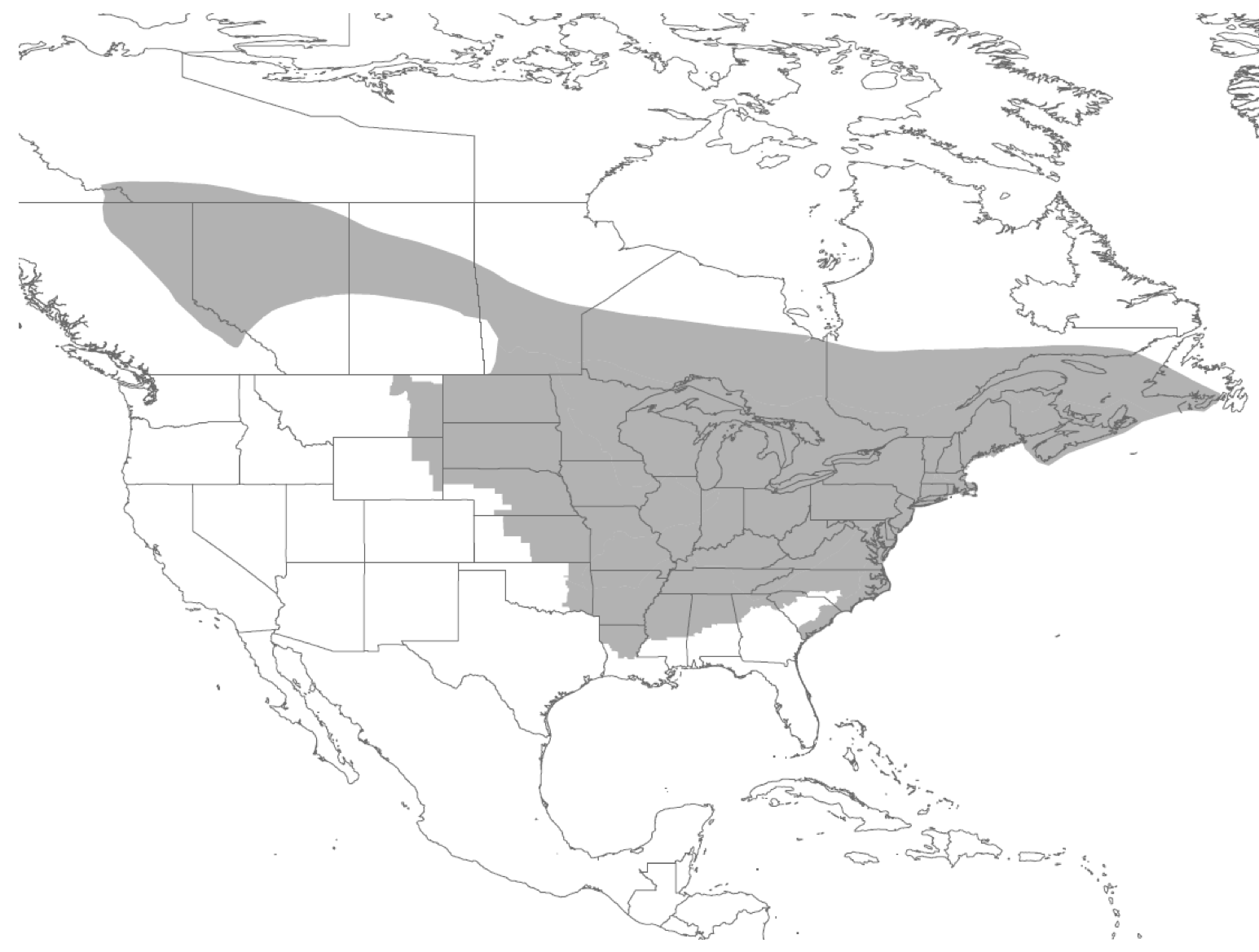 northern long-eared bat range map