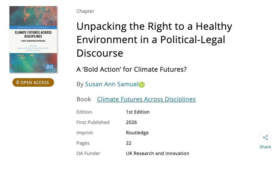 New Publication: Right to Healthy Environment - A Political-Legal Discourse