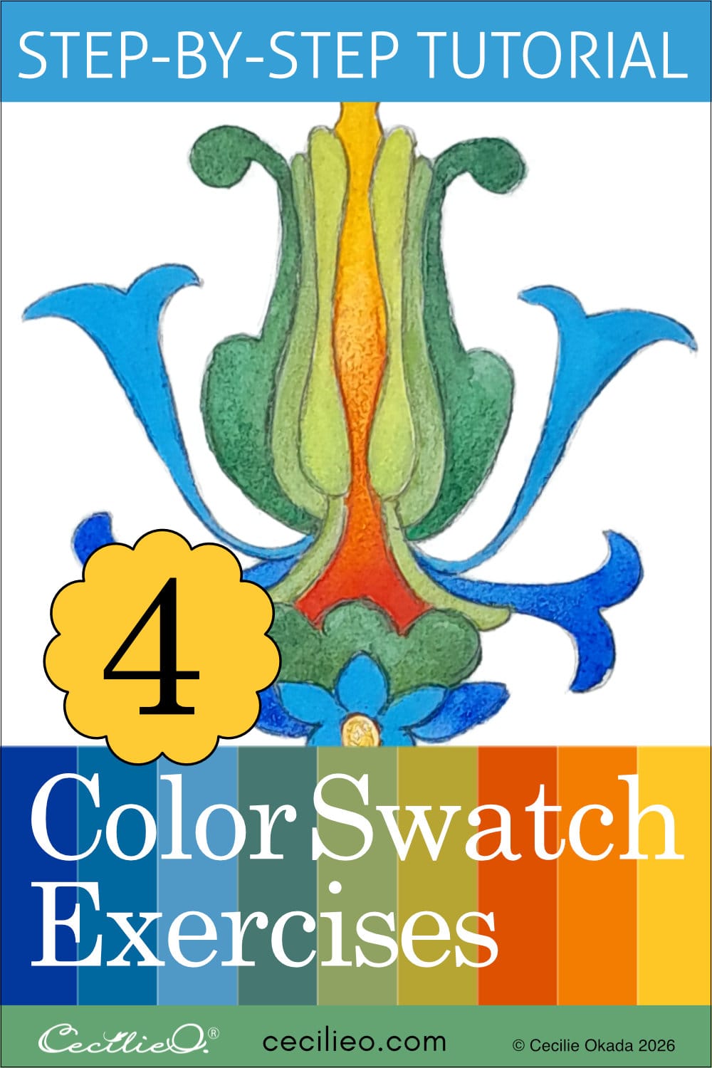 Relaxing Color Mixing: Watercolor 4 Unique Art Shapes  Post image