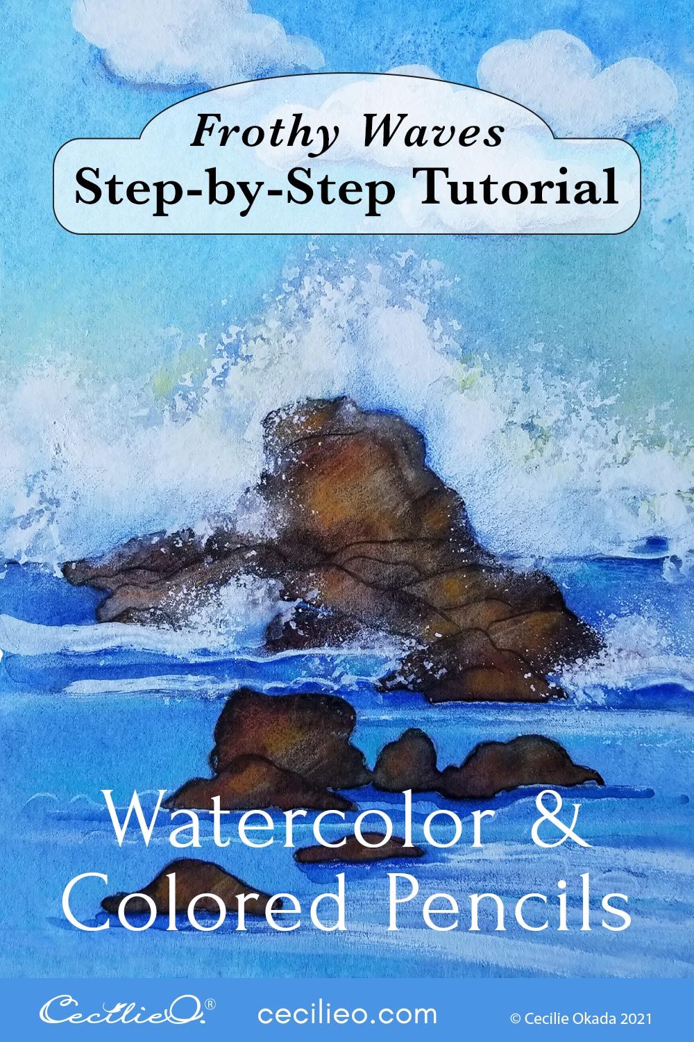 How to Paint Frothy Watercolor Waves in a Dramatic Seascape Post feature image