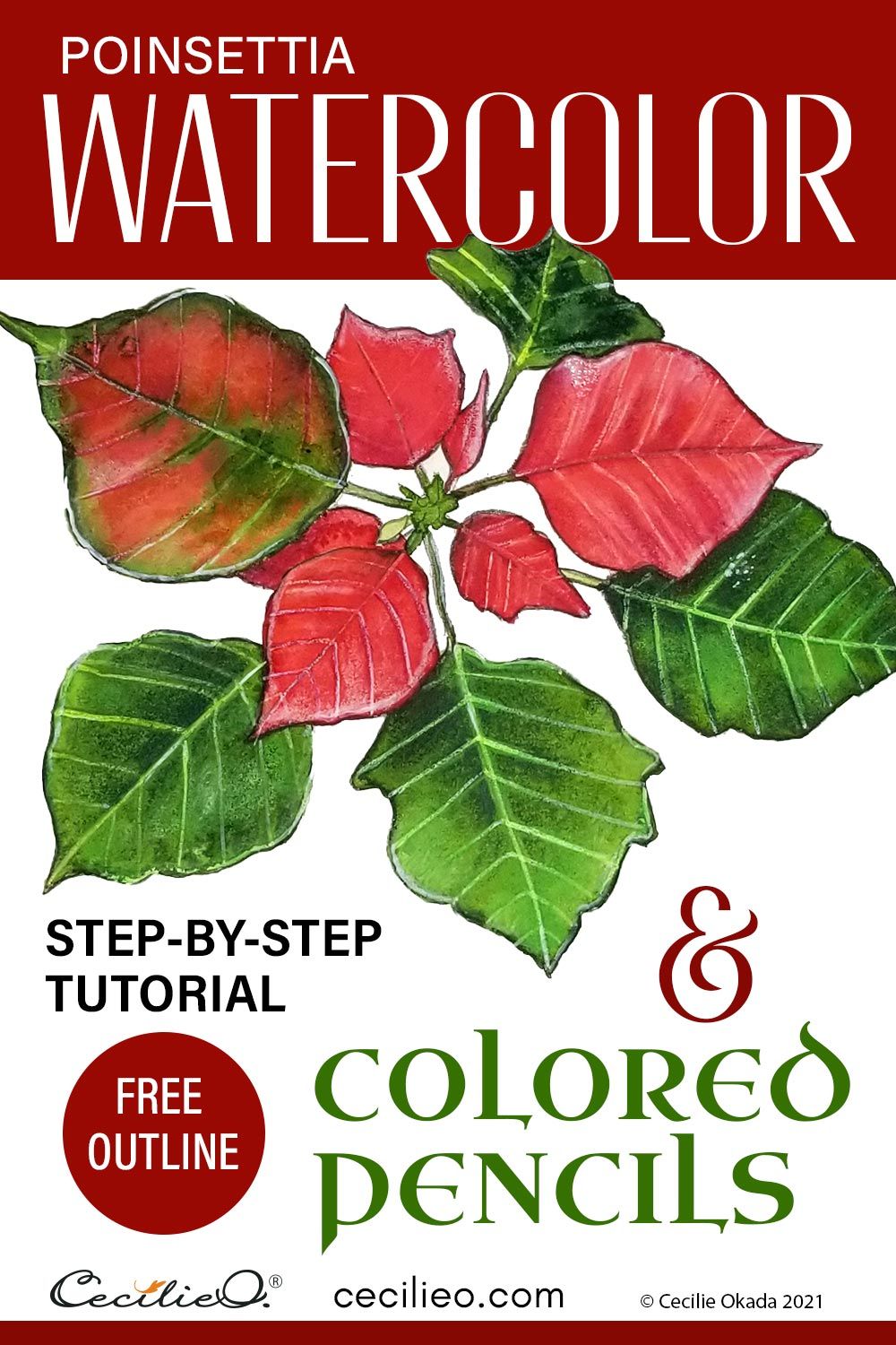 How to Watercolor a Festive Poinsettia Flower Post feature image