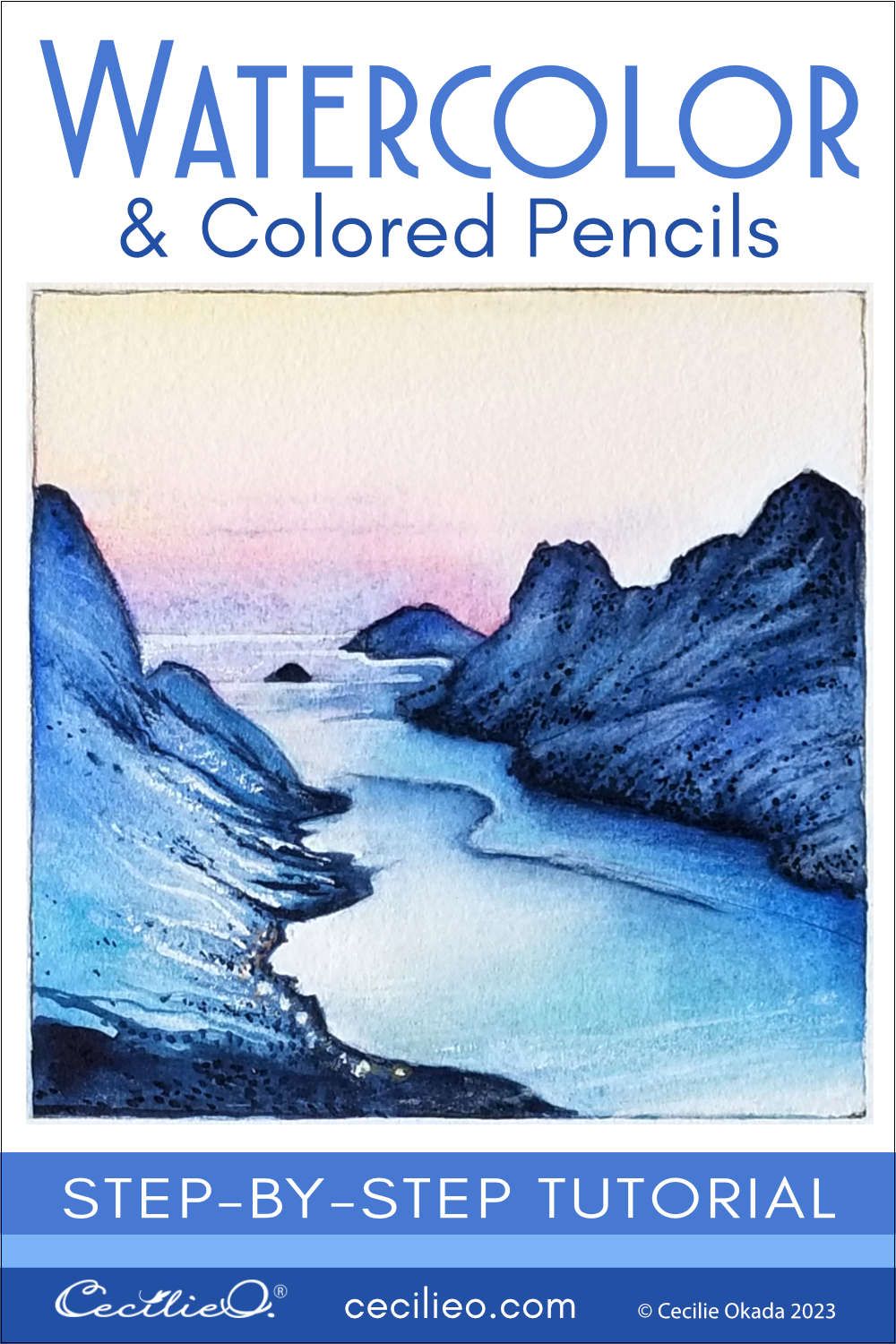 How to Paint a Watercolor Mountain Landscape With Sunrise Post feature image