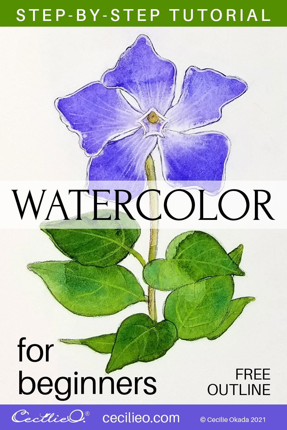 Watercolor for Beginners: Blue Flower Tutorial  Post feature image