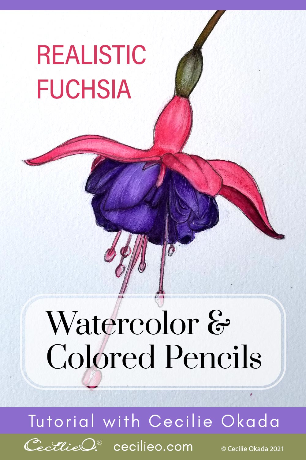 Watercolor Fuchsia Tutorial: A Beautiful Blossom  Post feature image