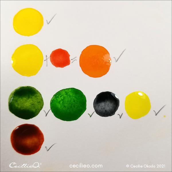 Color palette fro the watercolor.