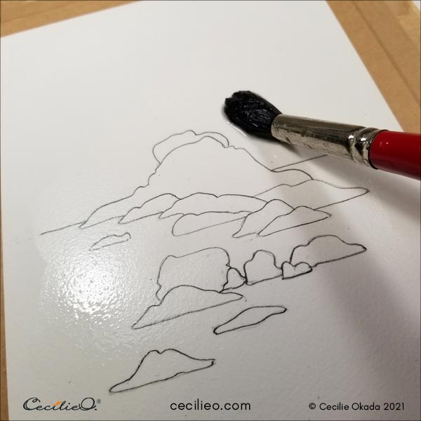 The outline of the rocks in the ocean.