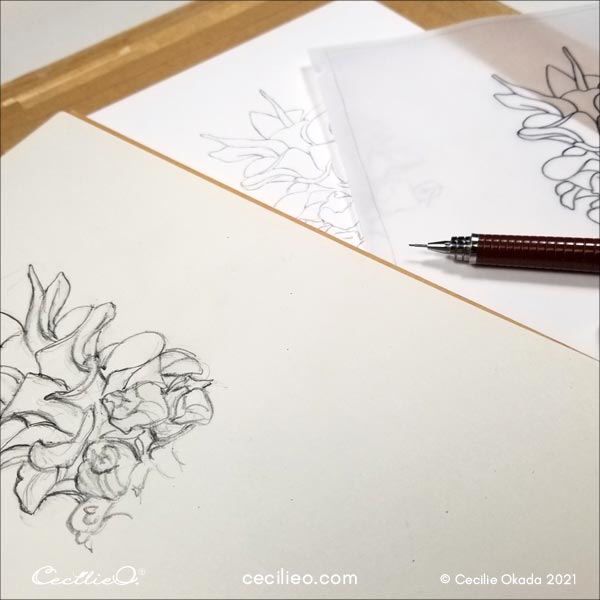 Drawing the flower.