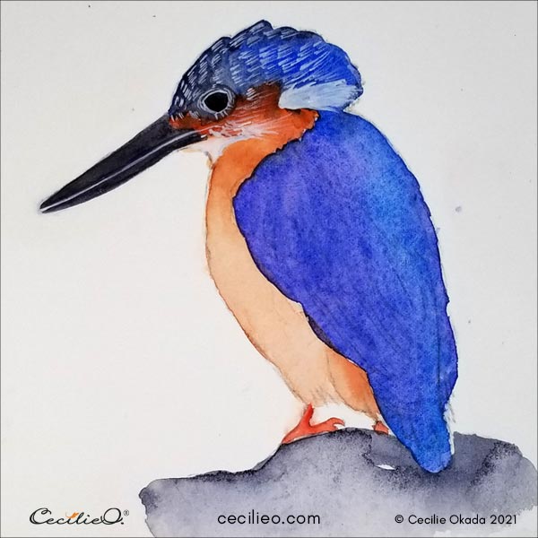 Drawing white lines with gouache.