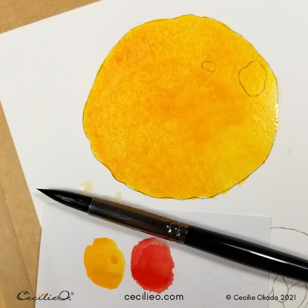 First sun-yellow watercolor base.