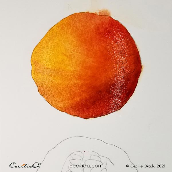 The pumpkin has been painted with various colors for shadows and highlights.  