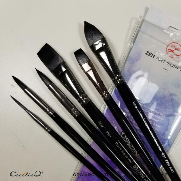 My new set of watercolor brushes from ZenART Supplies.