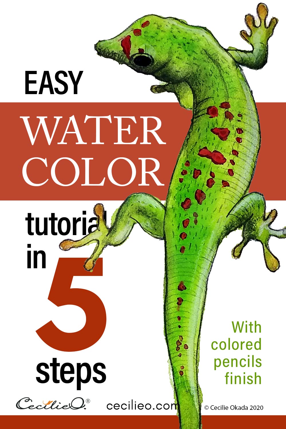 Easy Watercolor Painting in 5 Steps: Green Gecko  Post feature image