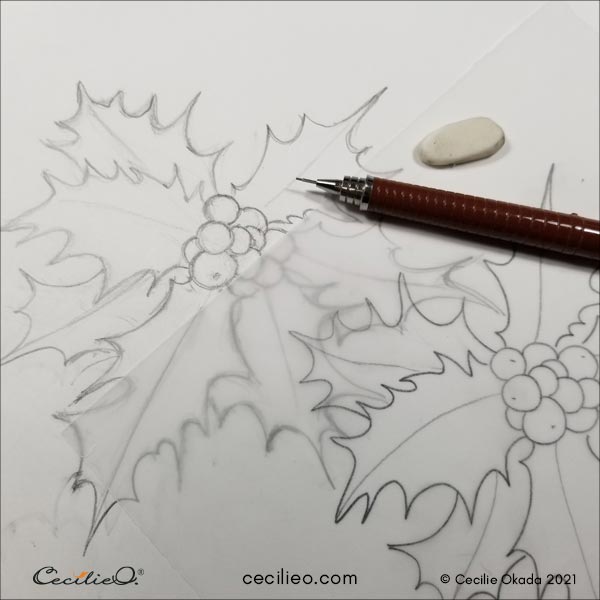Holly sketch and tracing.