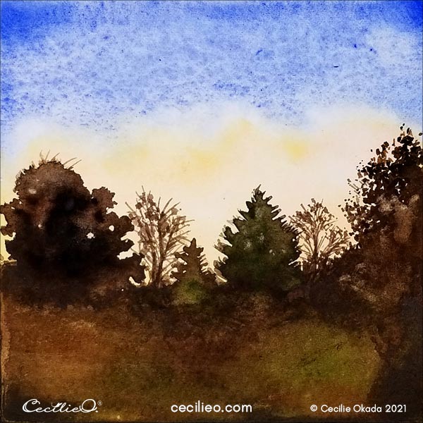 Paint the last trees with dots.