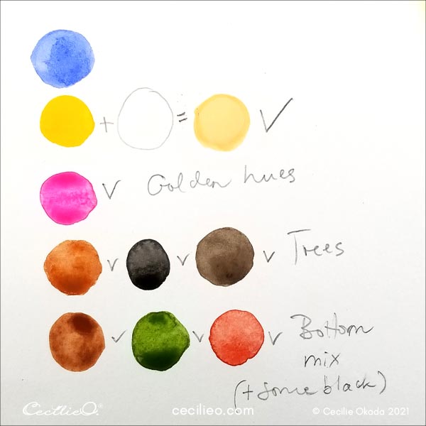Watercolor color palette.