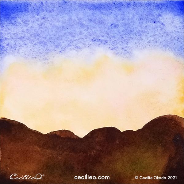 The brown bottom of the watercolor.