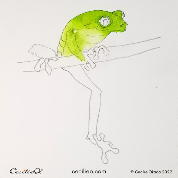 Start with apple-green and grass-green watercolor,