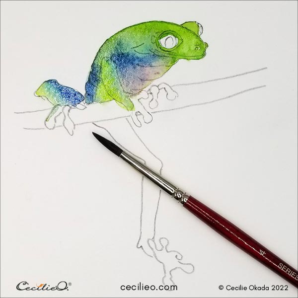 Blending watercolors.