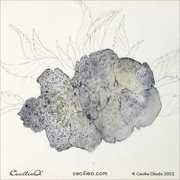 Grey watercolor for shadows.