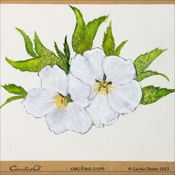 Repainting the leaves with a brighter green.