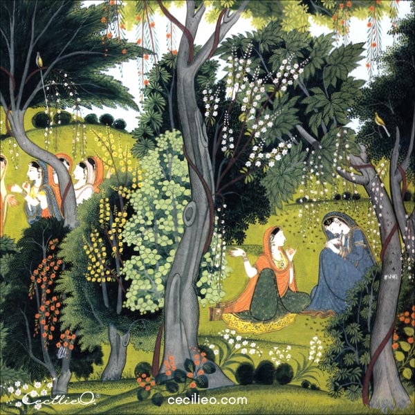 Dertails from an Indian painting by Purkhu of Kangra. The Metropolitan Museum.