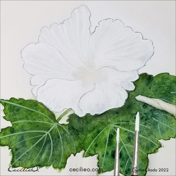 Clearing out the centre with tissue paper.