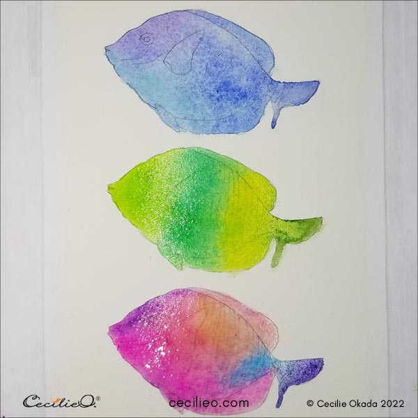 Lastly, watercolor the pink fish.