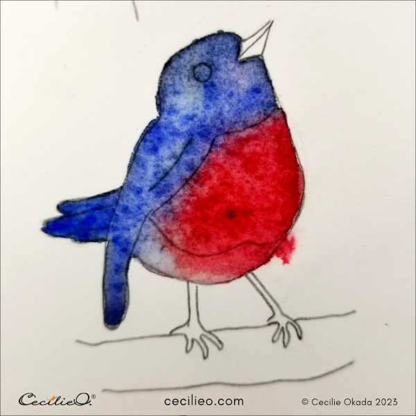 Loose watercolor for the cute bird.