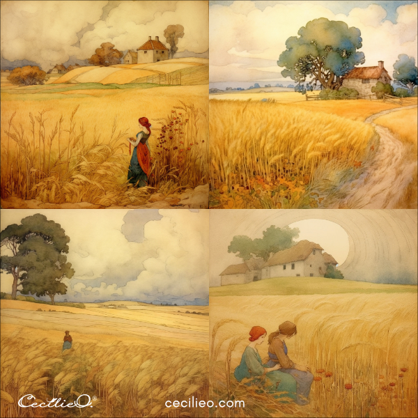 AI art inspiration, generated by an AI tool in response to a request for a watercolor autumn landscape.